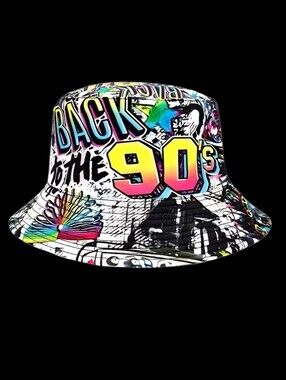 90s Retro Graffiti Bucket Hat Unisex 22"/23"